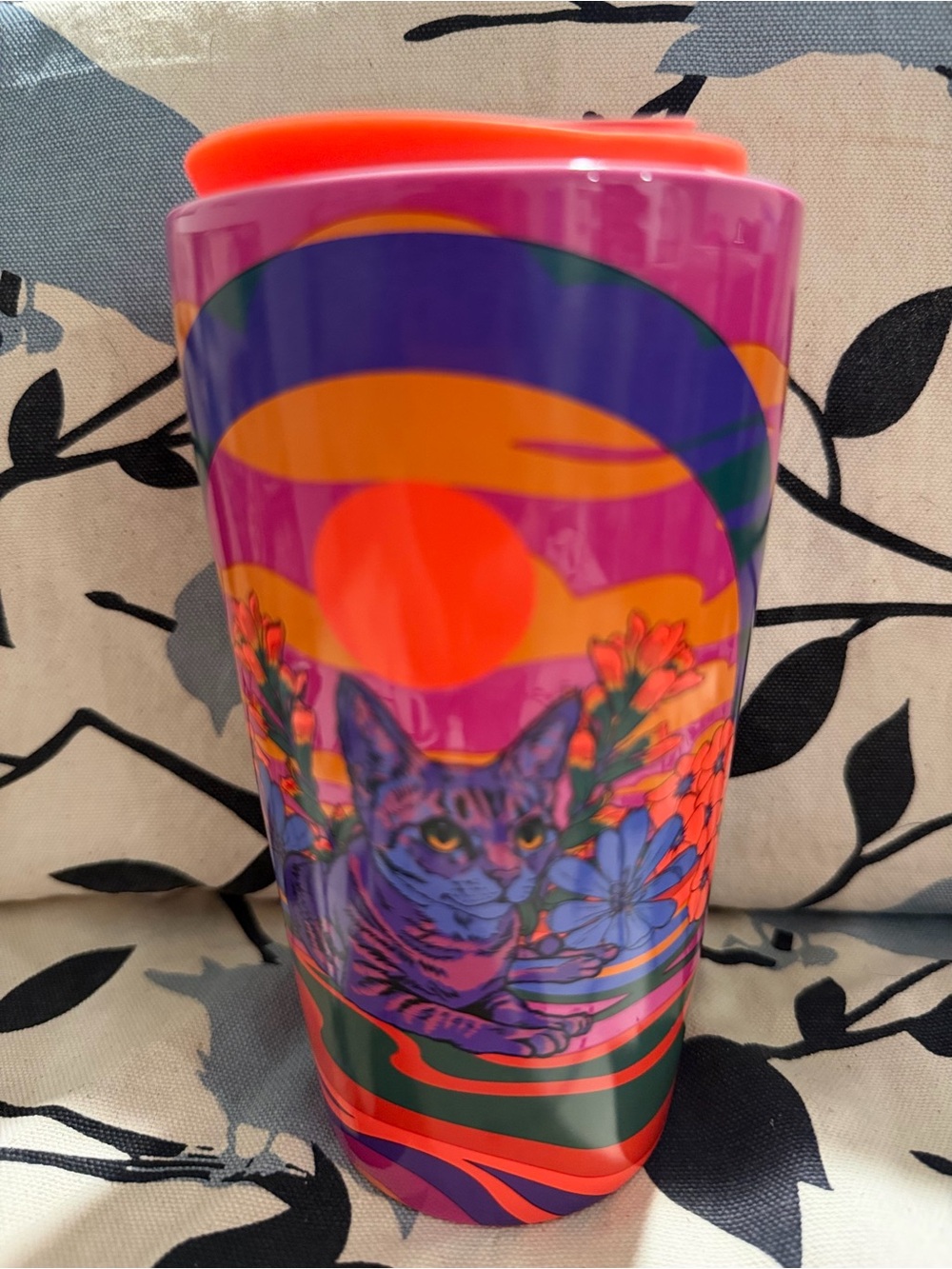 Starbucks Cat Travel Tumbler - Purple & Orange